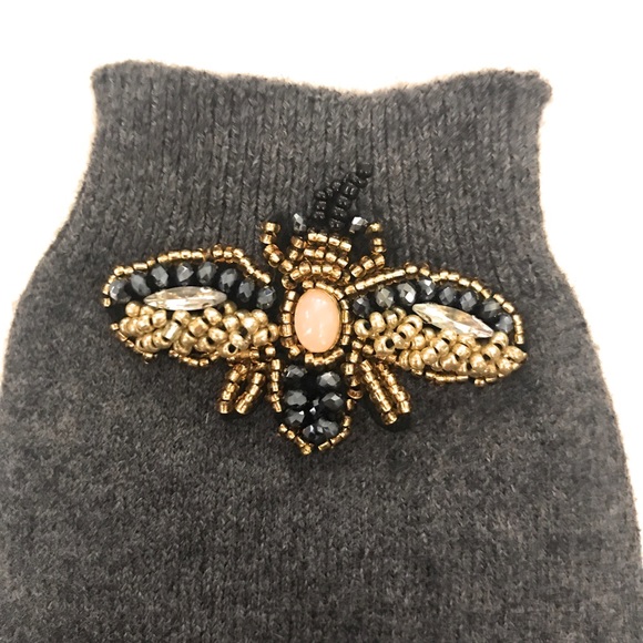 Cashmere Blend Cute Charcoal Grey Bug Mittens - Great Gift 💝 - NEW - Picture 5 of 5